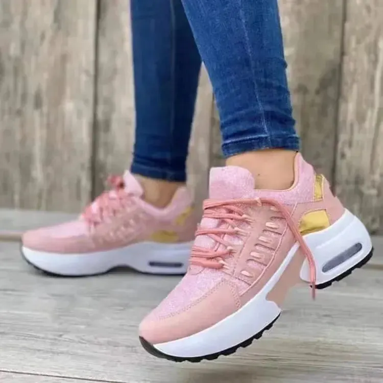 Fashion Woman Vulcanize Platform Casual Sneakers Women Flats Mesh Breathable Running Walking Shoes Chunky Sports Shoe