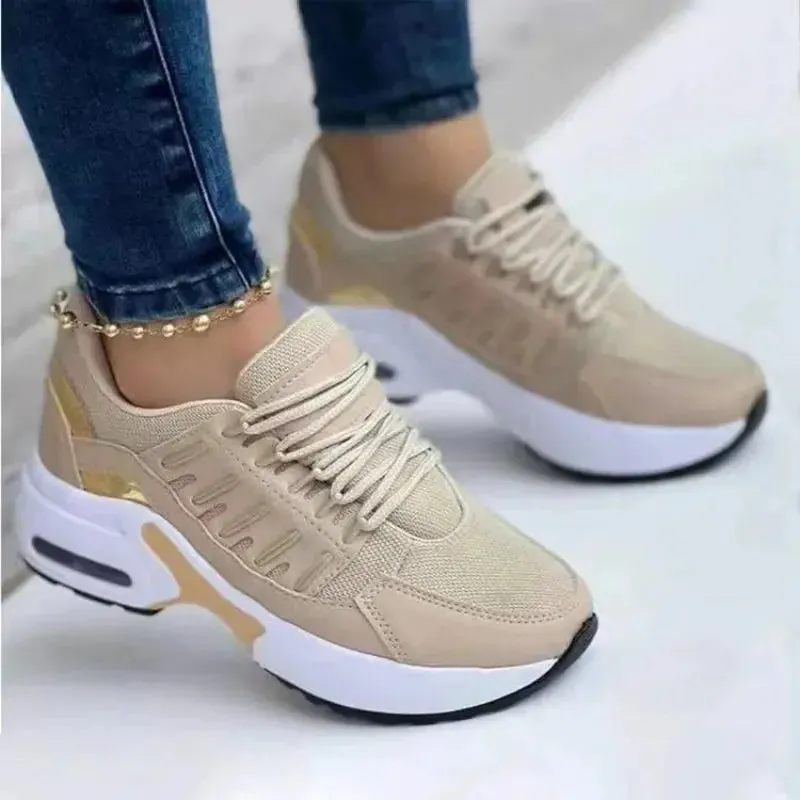 Fashion Woman Vulcanize Platform Casual Sneakers Women Flats Mesh Breathable Running Walking Shoes Chunky Sports Shoe