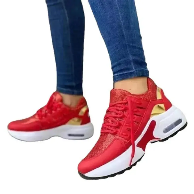 Fashion Woman Vulcanize Platform Casual Sneakers Women Flats Mesh Breathable Running Walking Shoes Chunky Sports Shoe