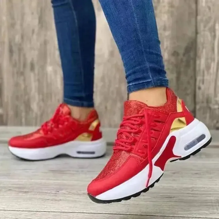 Fashion Woman Vulcanize Platform Casual Sneakers Women Flats Mesh Breathable Running Walking Shoes Chunky Sports Shoe