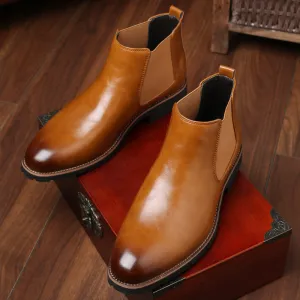 Faux Leather Boots Men Comfortable Chelsea Boots