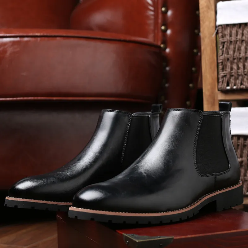 Faux Leather Boots Men Comfortable Chelsea Boots