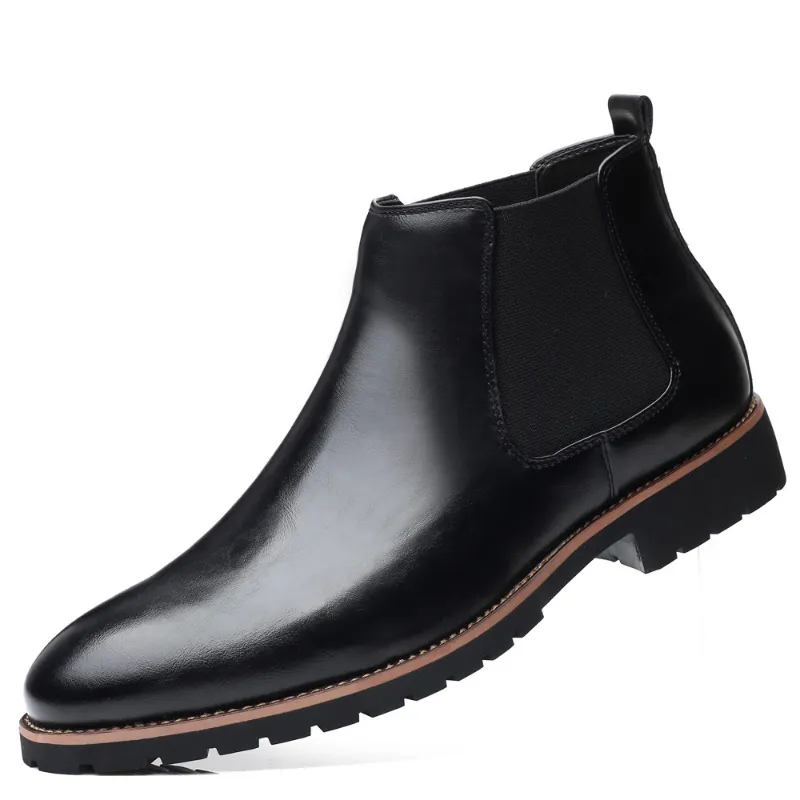 Faux Leather Boots Men Comfortable Chelsea Boots