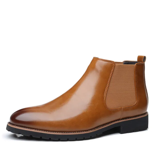 Faux Leather Boots Men Comfortable Chelsea Boots