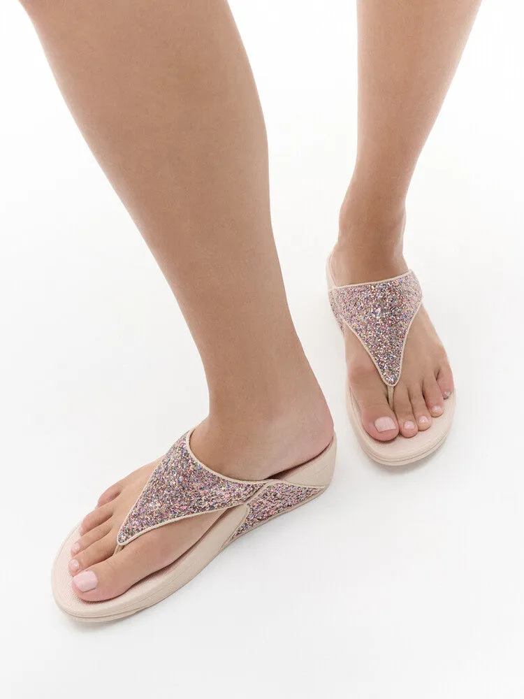 Fitflop Lulu Toe Post Glitter Nude Rose