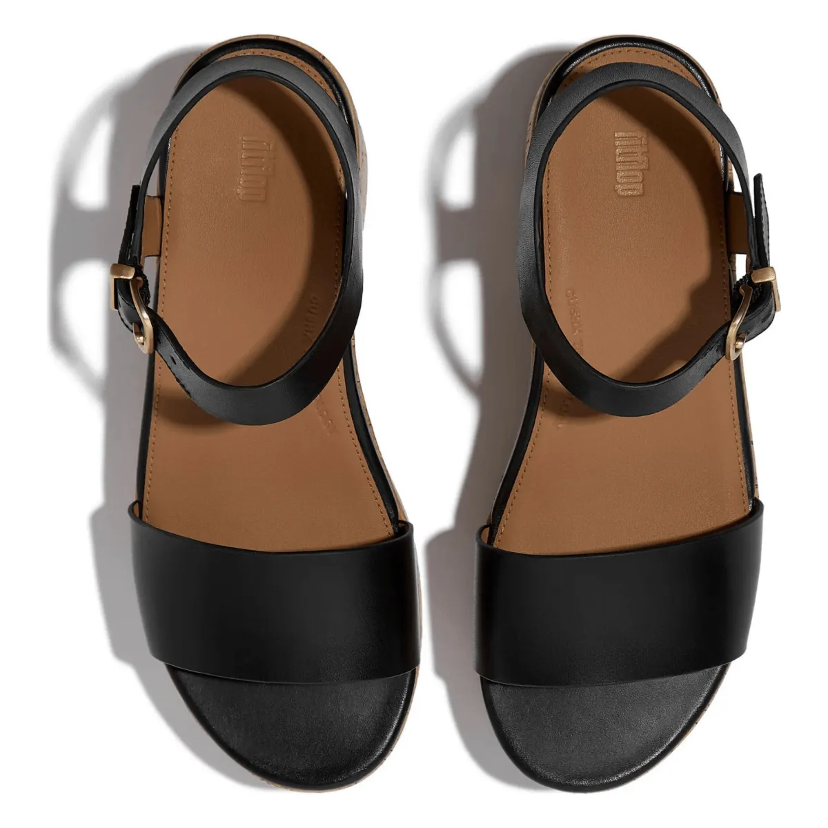 FitFlop Women's PlatFForms Ankle-Strap Black Leather