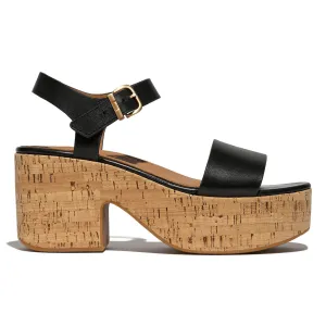 FitFlop Women's PlatFForms Ankle-Strap Black Leather