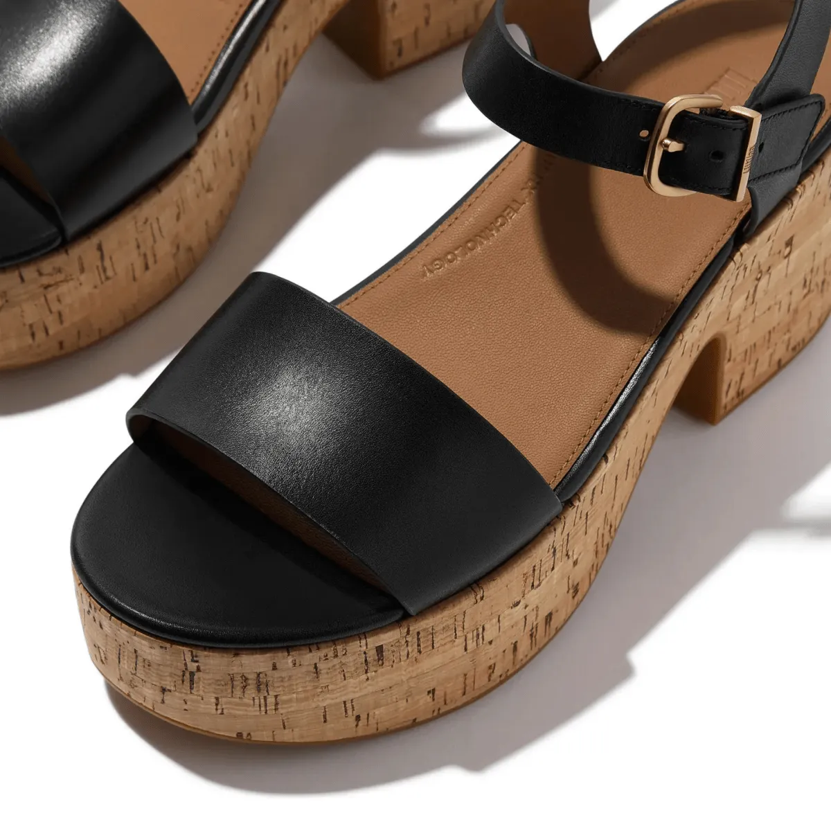 FitFlop Women's PlatFForms Ankle-Strap Black Leather