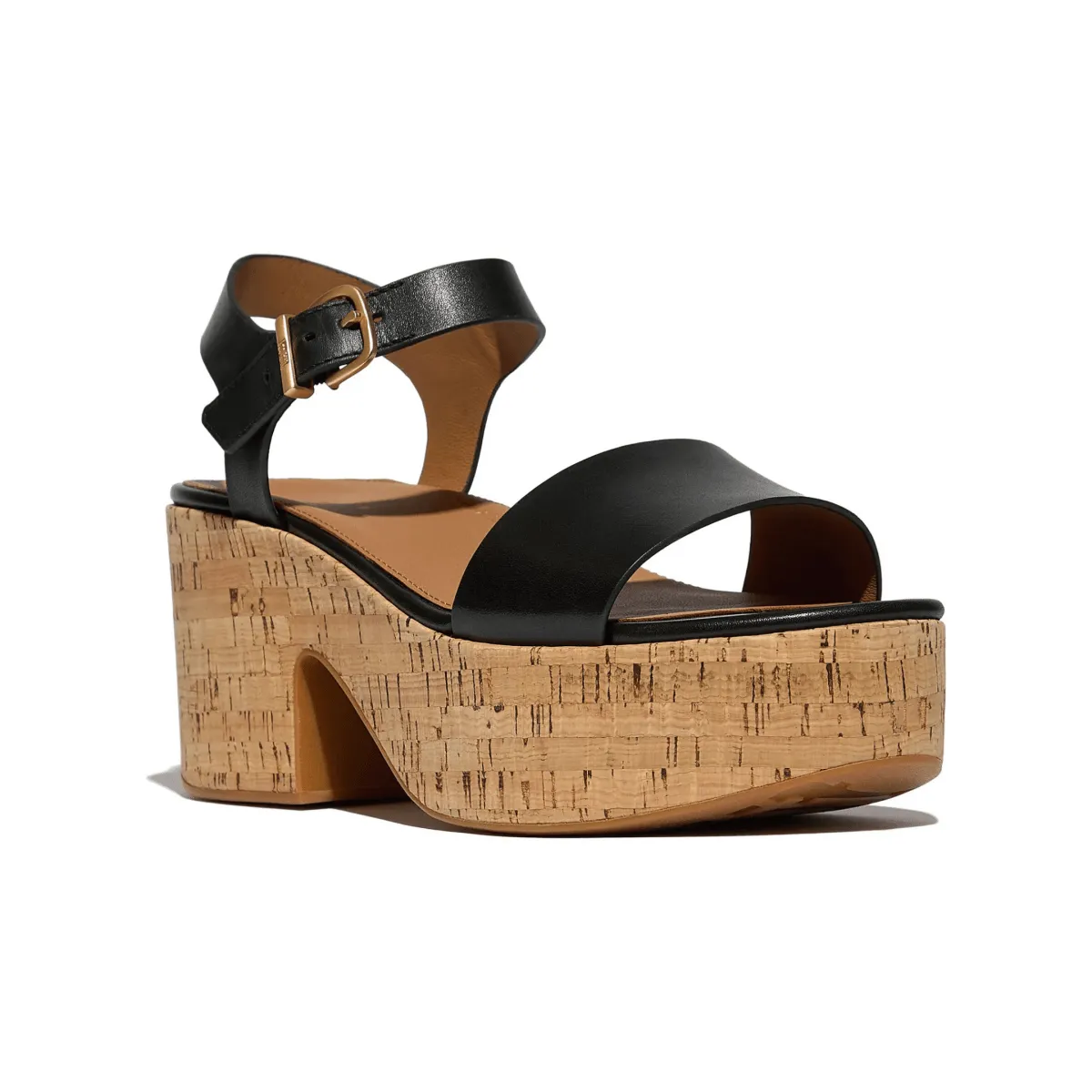 FitFlop Women's PlatFForms Ankle-Strap Black Leather