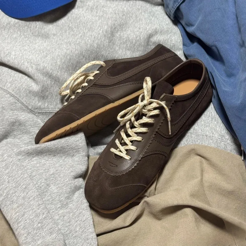 Forrest Gump Shoes Women 2025 four-season genuine leather women's sneakers flat casual retro German training shoes