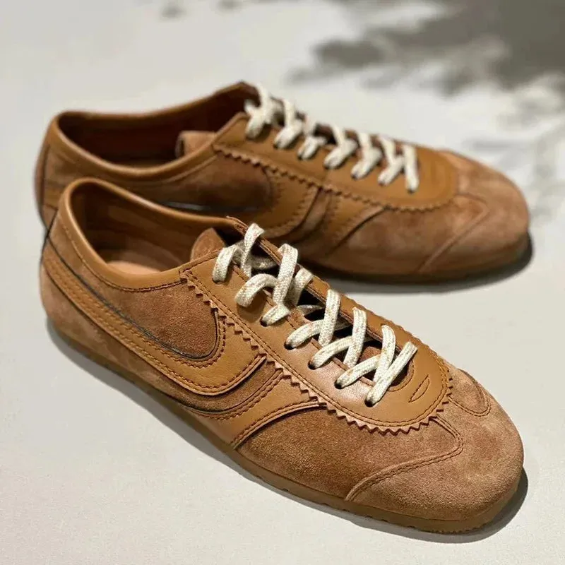 Forrest Gump Shoes Women 2025 four-season genuine leather women's sneakers flat casual retro German training shoes