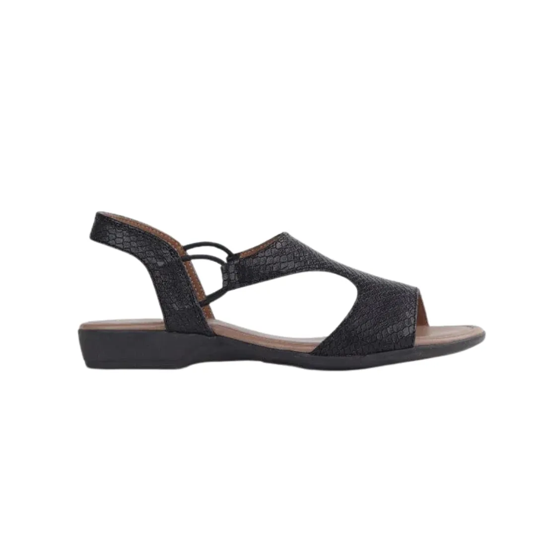 Froggie 12104 Slingback T-Bar Flat Sandal in Black Multi
