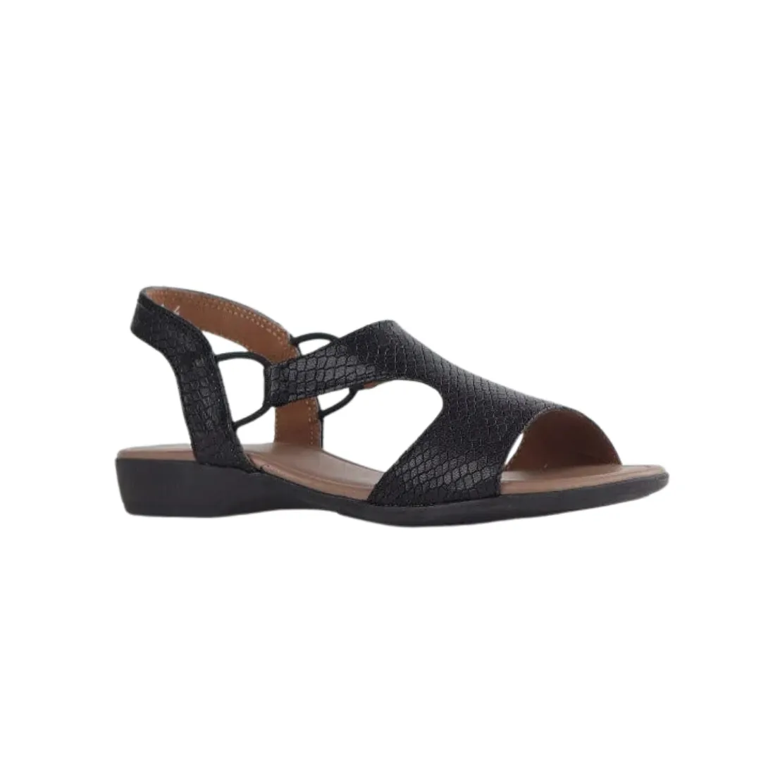 Froggie 12104 Slingback T-Bar Flat Sandal in Black Multi