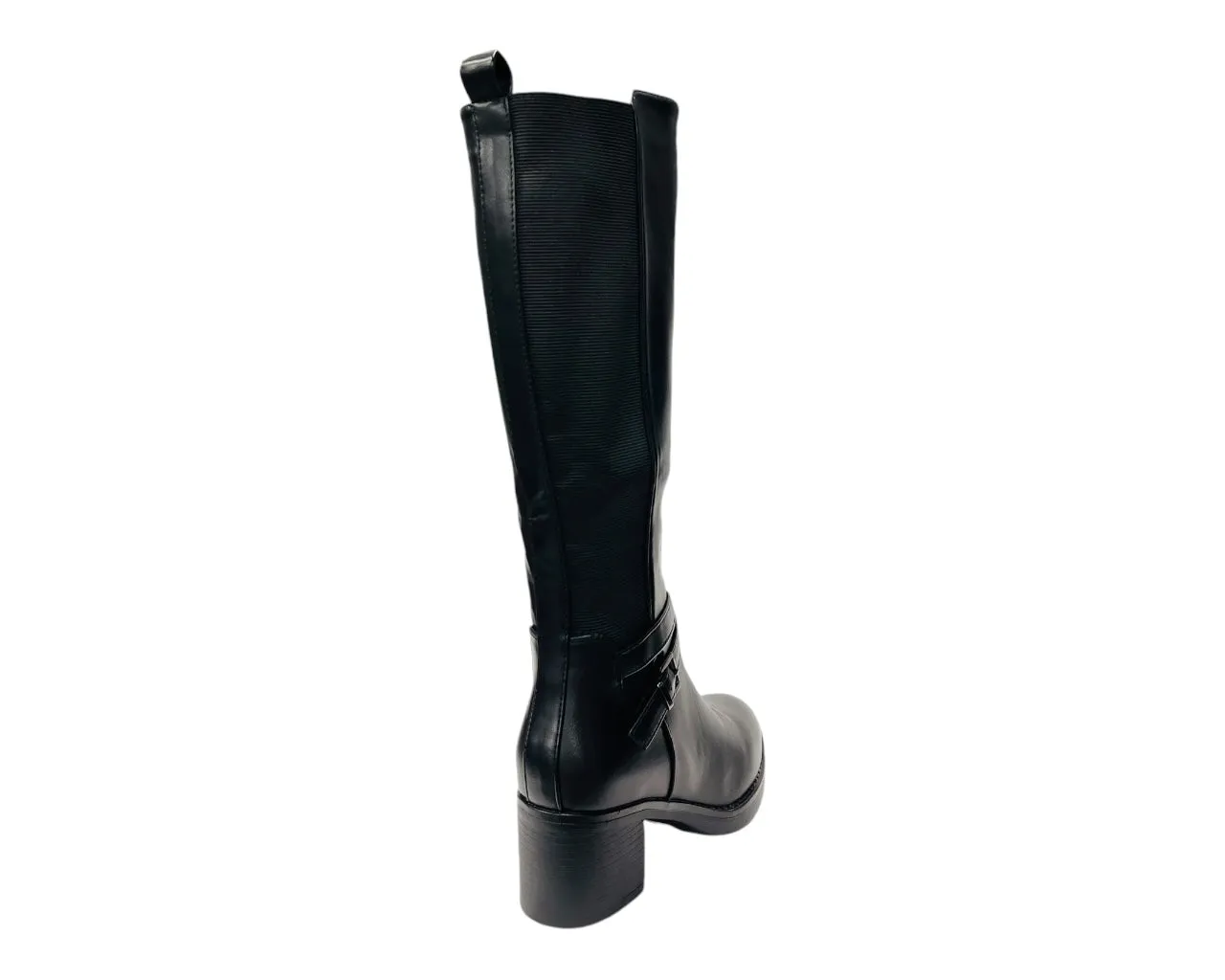 Full Zip Elastic Panel Knee High Boots