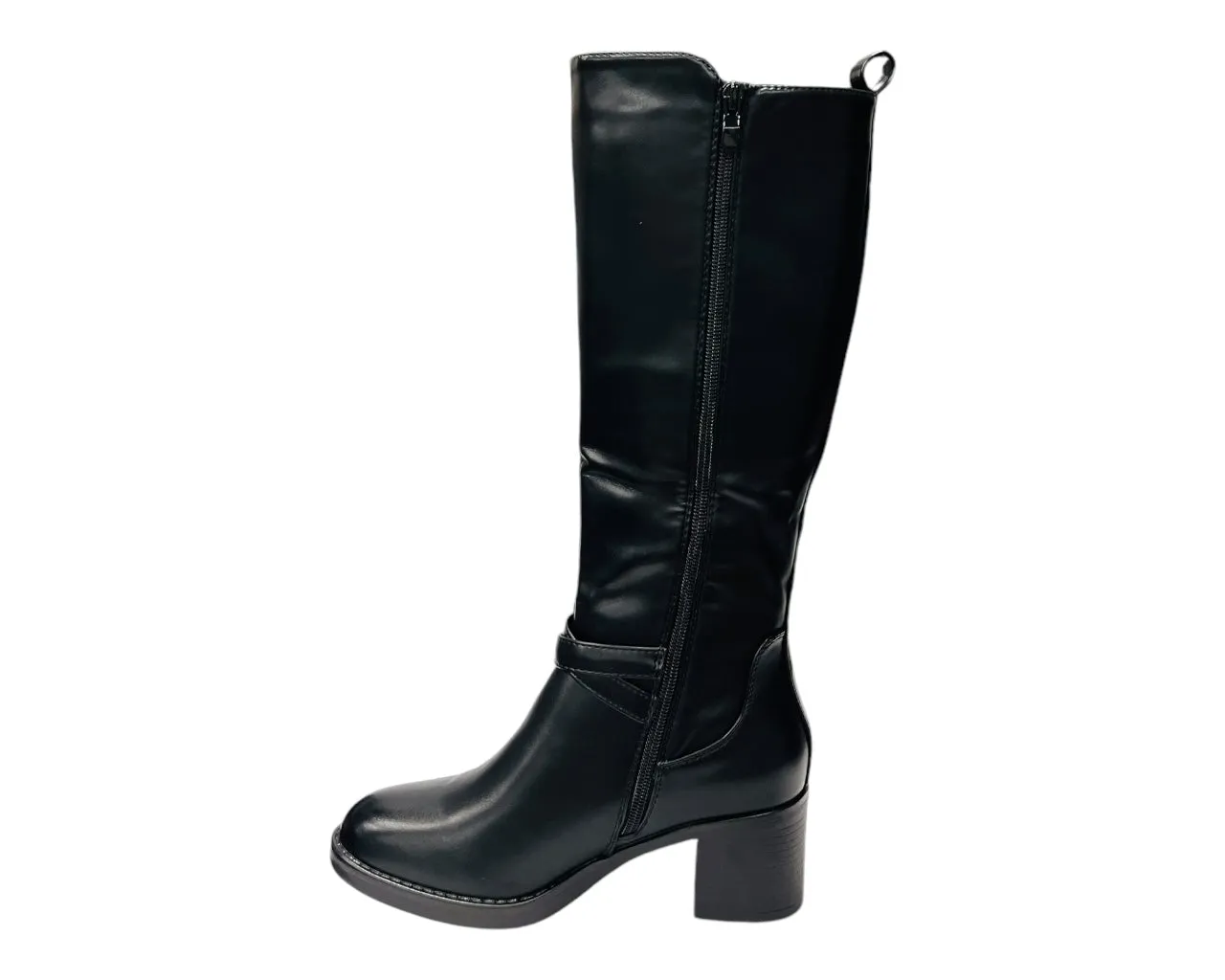 Full Zip Elastic Panel Knee High Boots