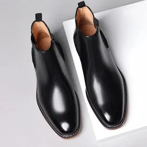 Genuine Leather Brown Men Chelsea Boots