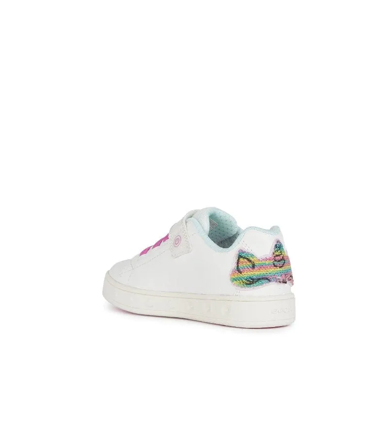 Geox Girls Slip In White Light Up Unicorn Casual Trainer Skylin - J458WC
