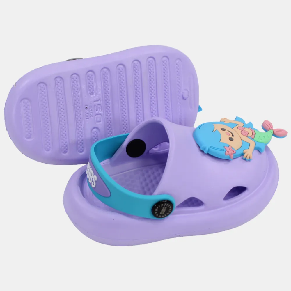 Girls Rubber Clog – Purple with Mermaid