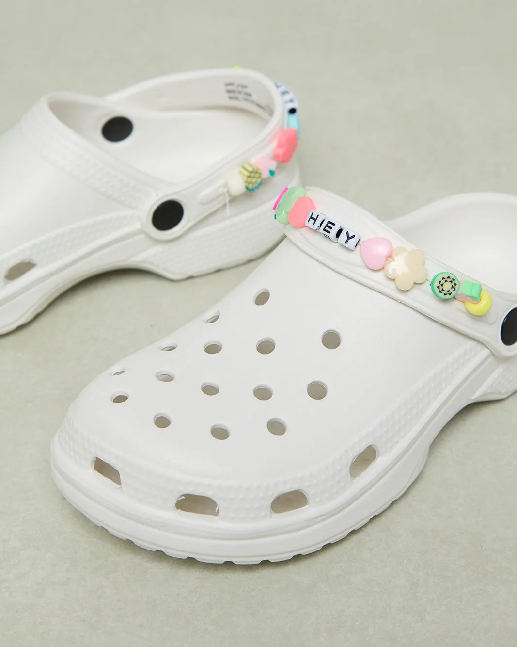 Girls White Beads Clogs
