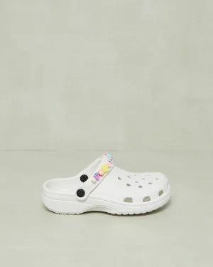Girls White Beads Clogs