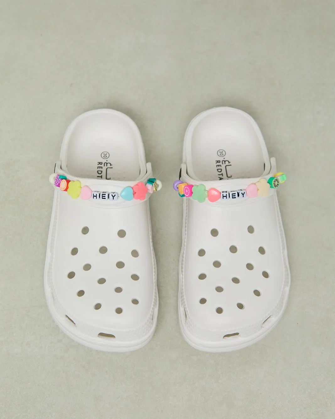Girls White Beads Clogs