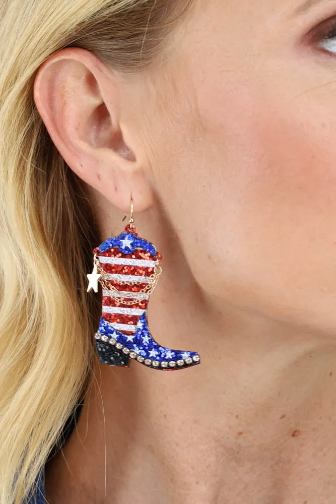Glitter Boot Earrings -White
