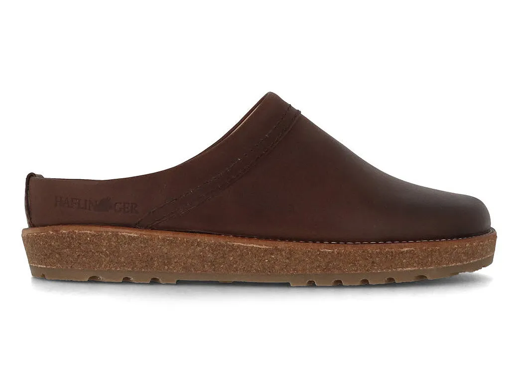 HAFLINGER Men Women Leather Clogs 'Travel Classic', dark brown