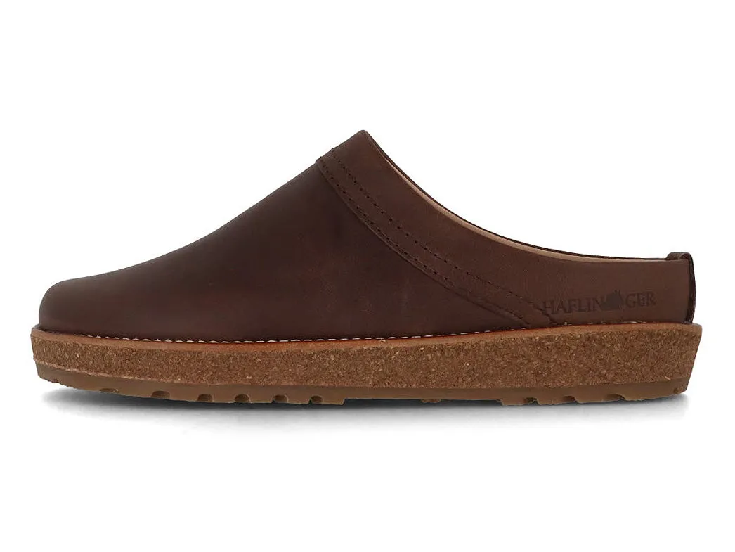 HAFLINGER Men Women Leather Clogs 'Travel Classic', dark brown
