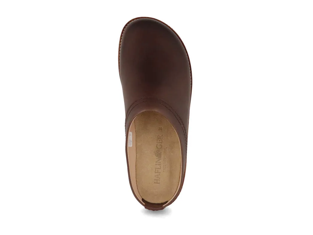 HAFLINGER Men Women Leather Clogs 'Travel Classic', dark brown