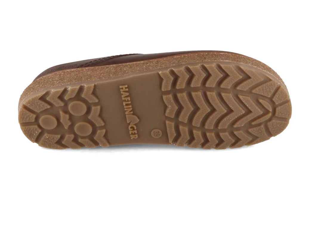 HAFLINGER Men Women Leather Clogs 'Travel Classic', dark brown