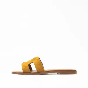 Hermes Gold Suede Oran Sandals 37