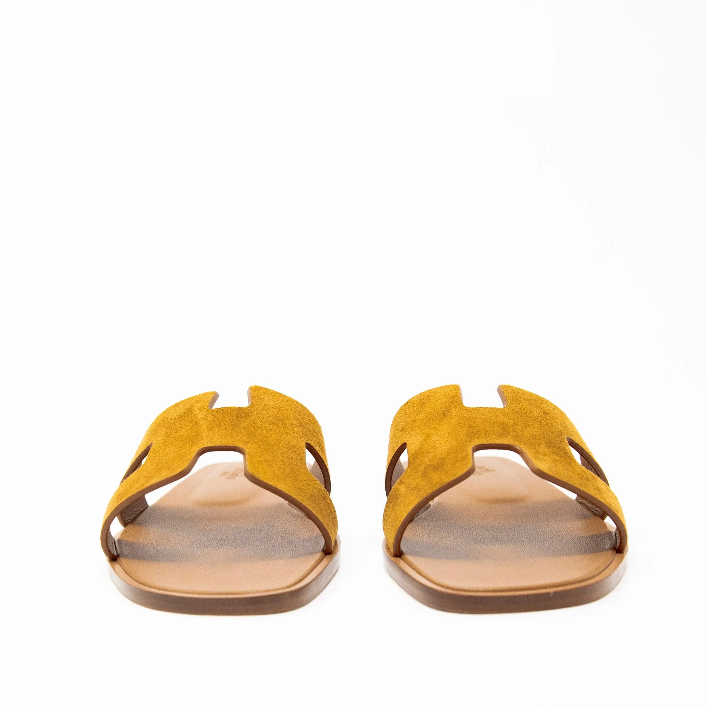 Hermes Gold Suede Oran Sandals 37