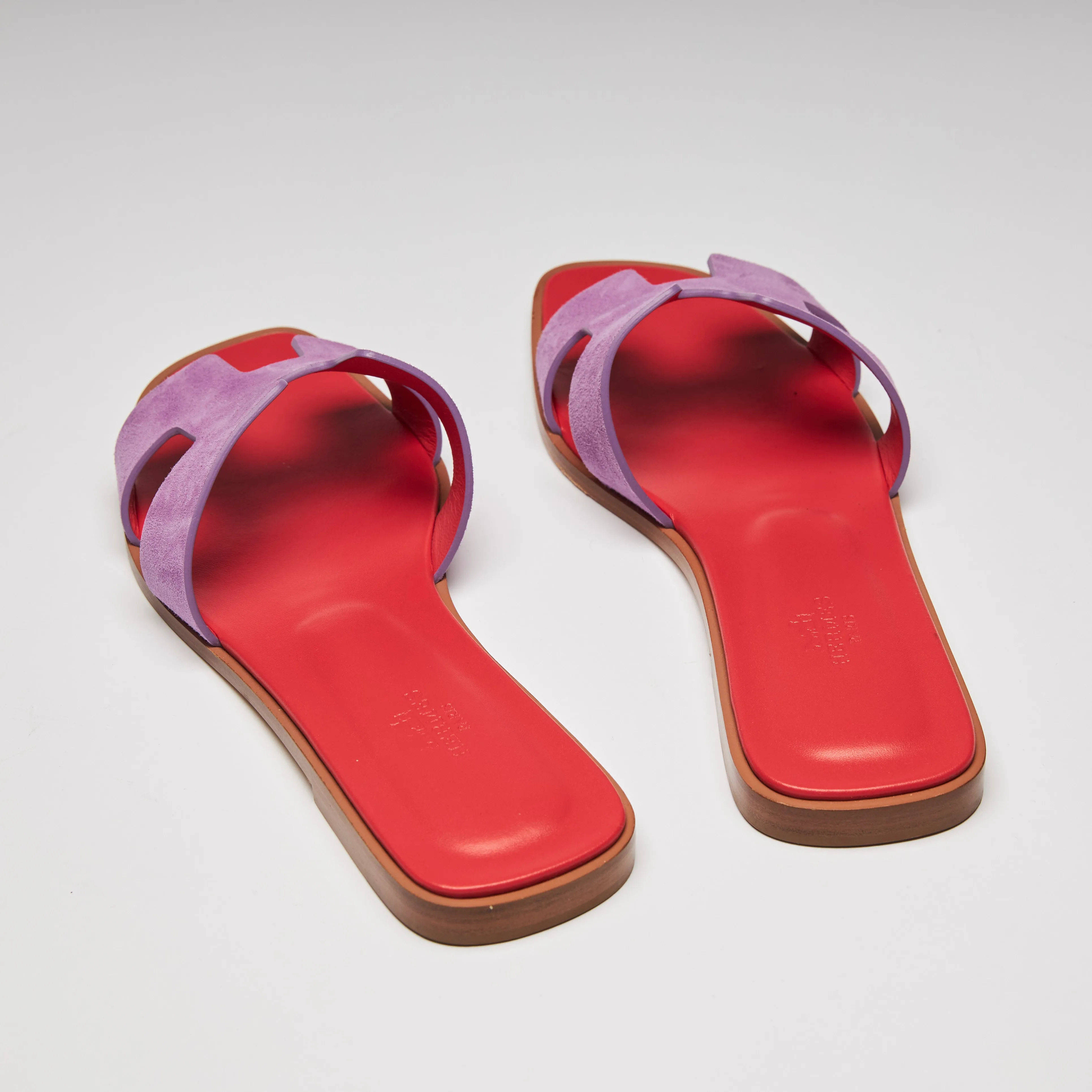 Hermes Violet Suede Oran Sandals