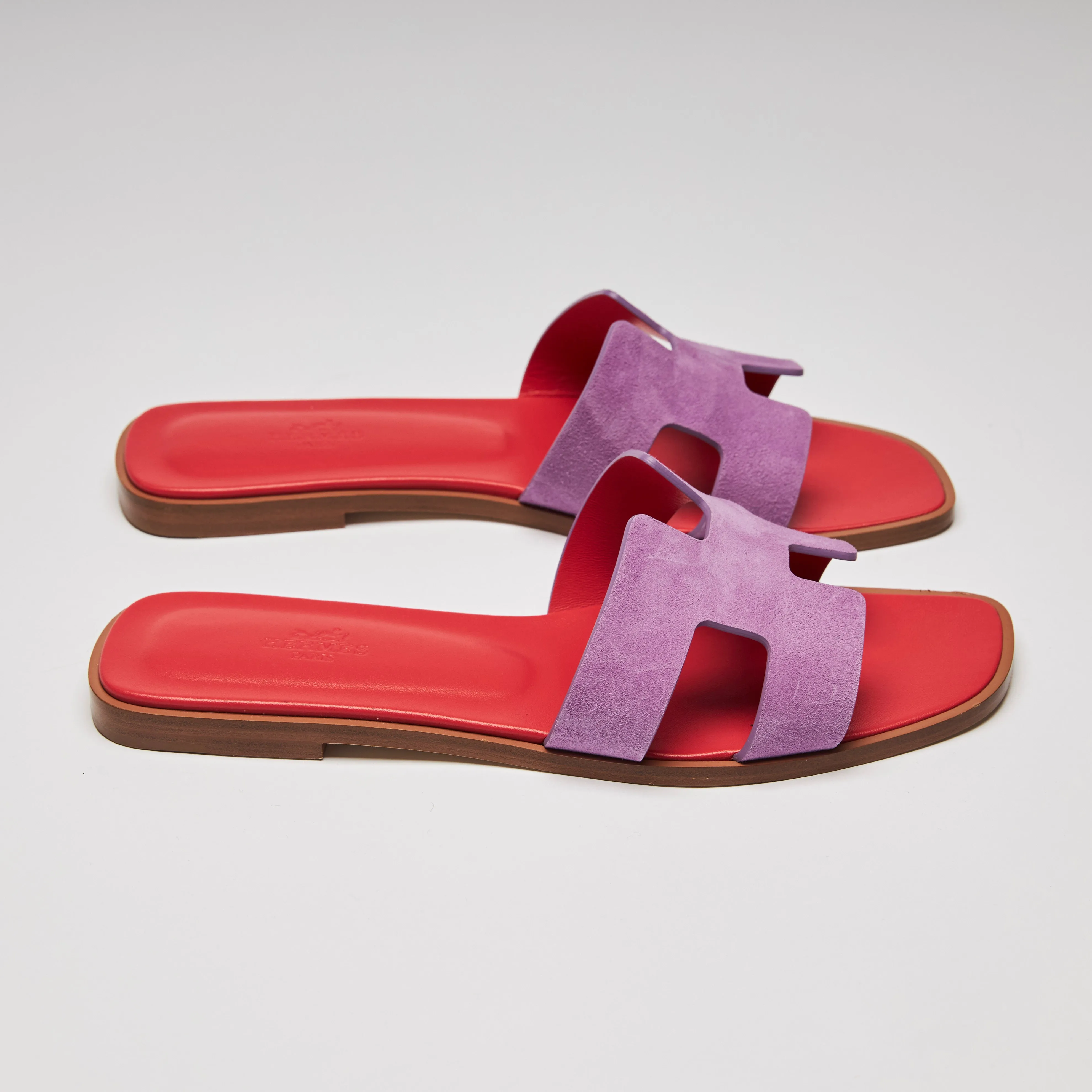 Hermes Violet Suede Oran Sandals
