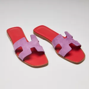 Hermes Violet Suede Oran Sandals