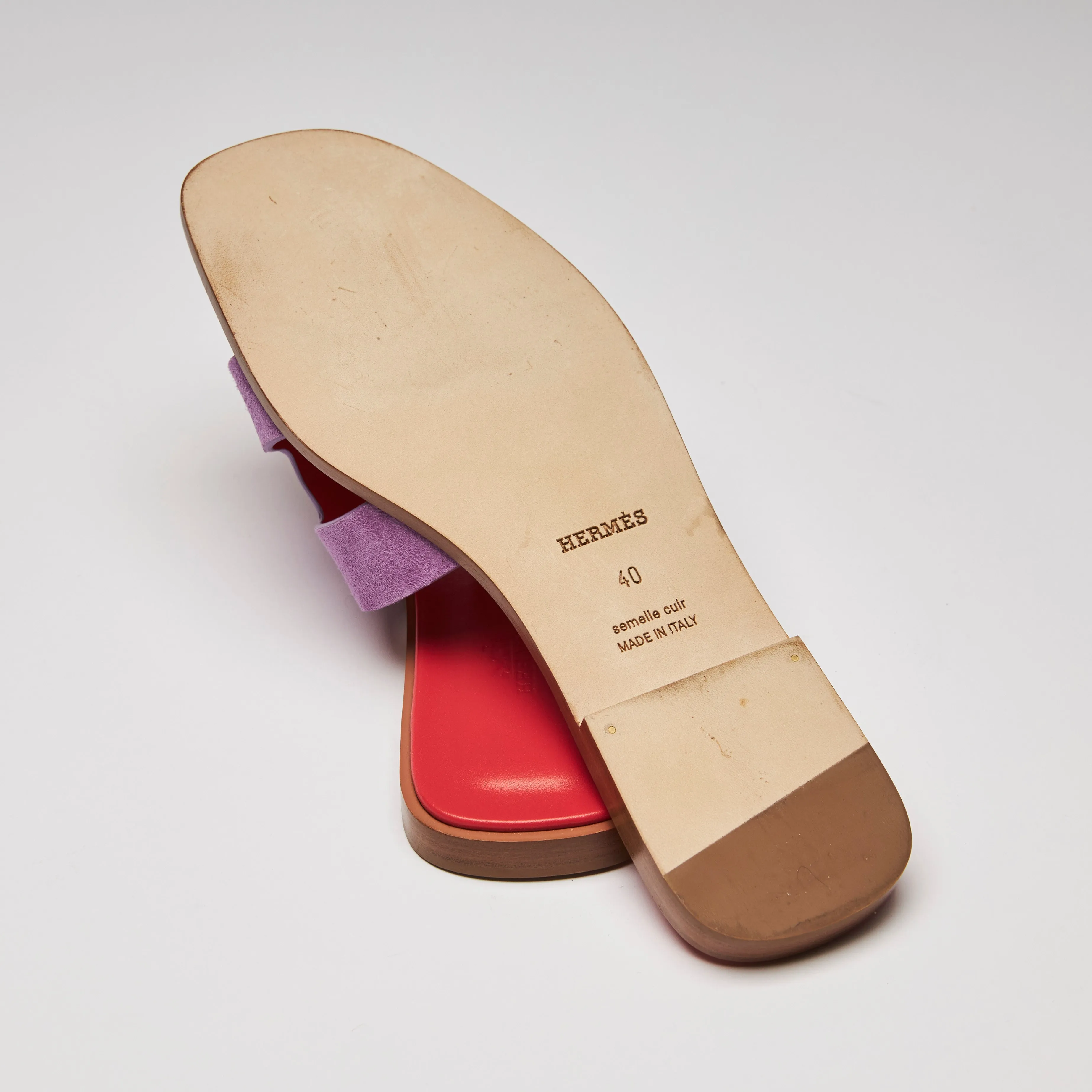 Hermes Violet Suede Oran Sandals