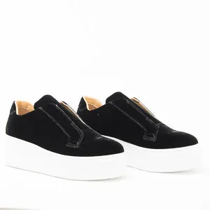 Jane Galland Trainers Marie Black Velvet Platform