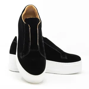 Jane Galland Trainers Marie Black Velvet Platform