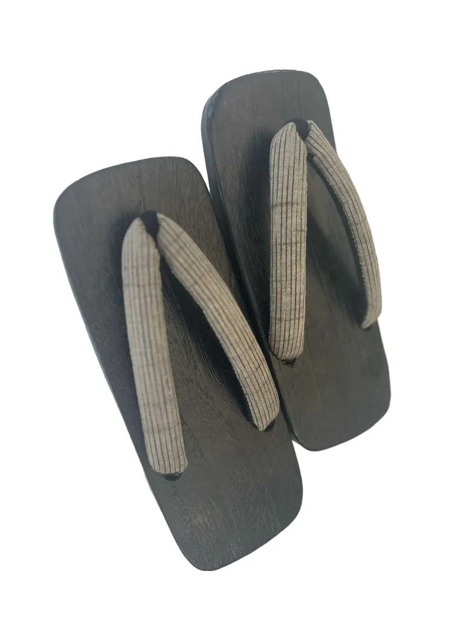Japanese Men's Geta Sandals / Brown Straps with Traditional Japanese pattern