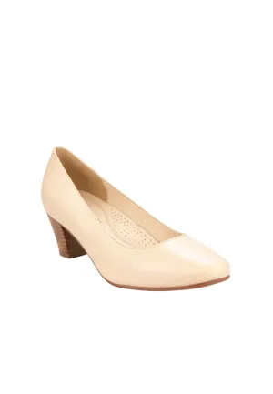 JESSICA FLEX Women's Almond Toe Block Heel Natural