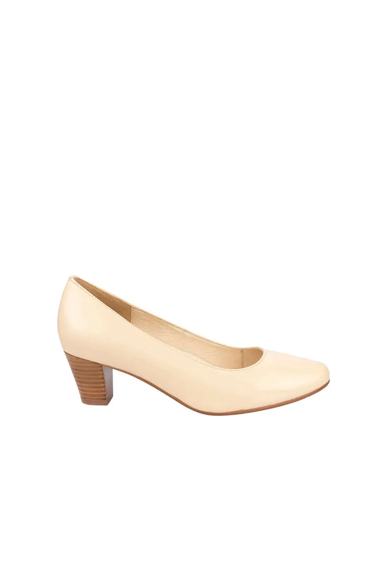 JESSICA FLEX Women's Almond Toe Block Heel Natural