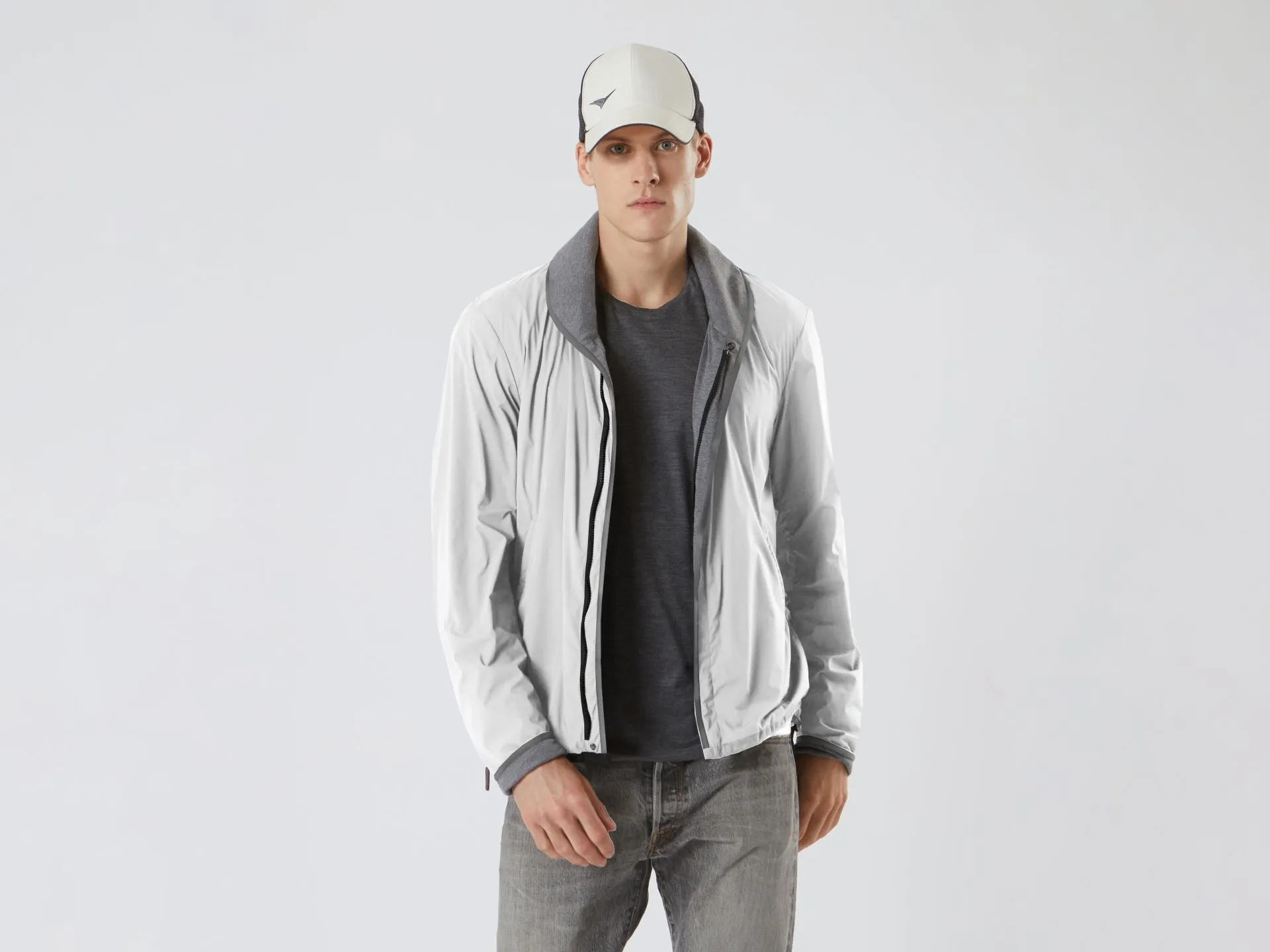 Jib Set Reversible Stretch Nylon and Cashmere and Silk Jacket - Vodka