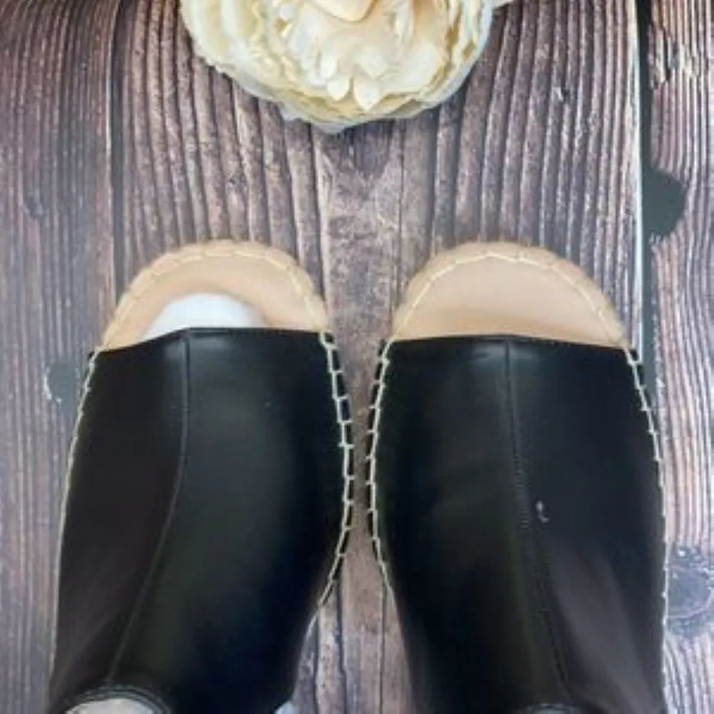 Journee Black Crew Espadrille Wedges 9.5