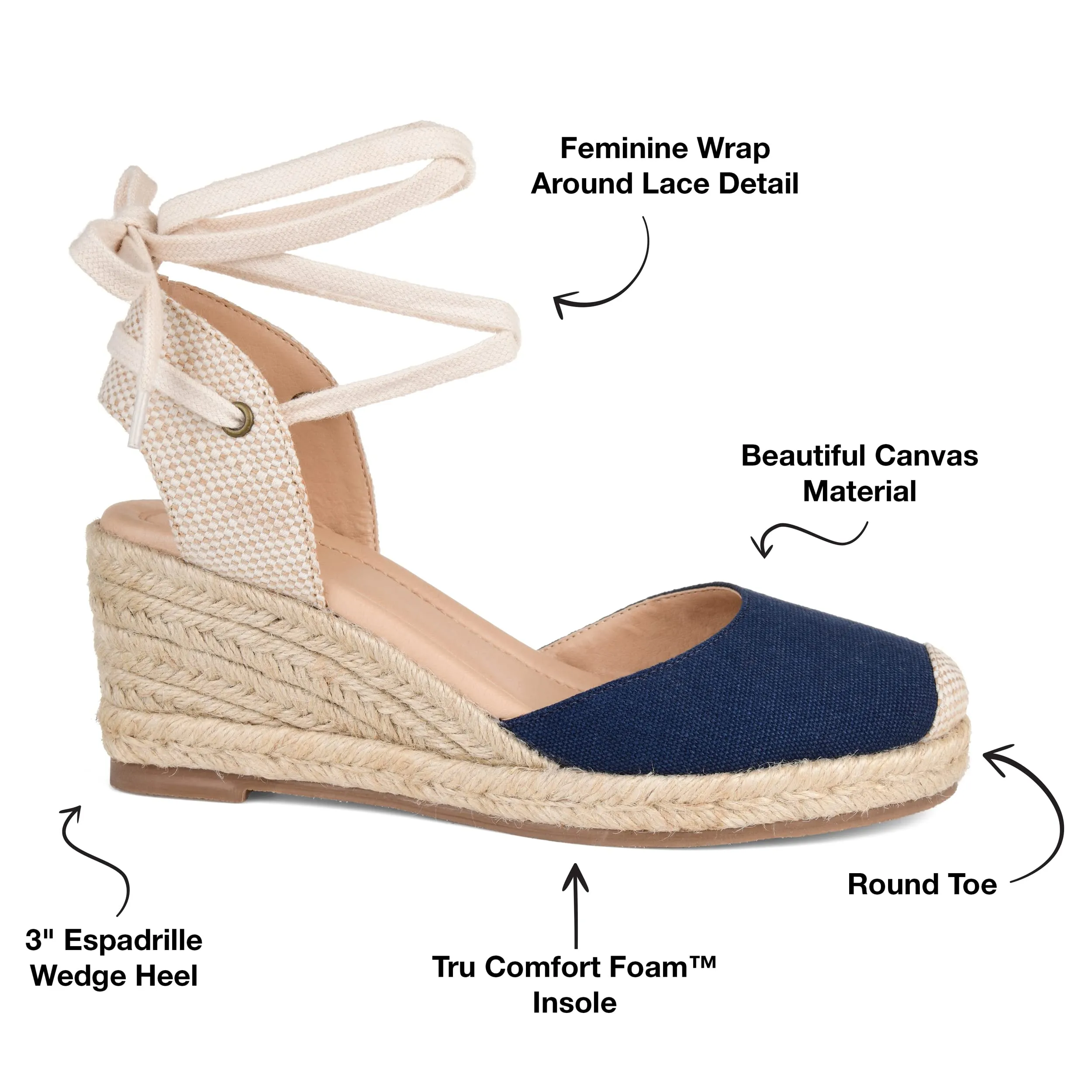 Journee Collection Women's Monte Tru Comfort Foam Width Wedge Heel Espadrille Sandals Blue - Size - 7.5 Wide