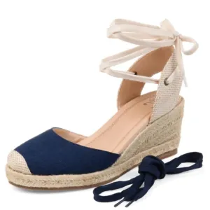 Journee Collection Women's Monte Tru Comfort Foam Width Wedge Heel Espadrille Sandals Blue - Size - 7.5 Wide