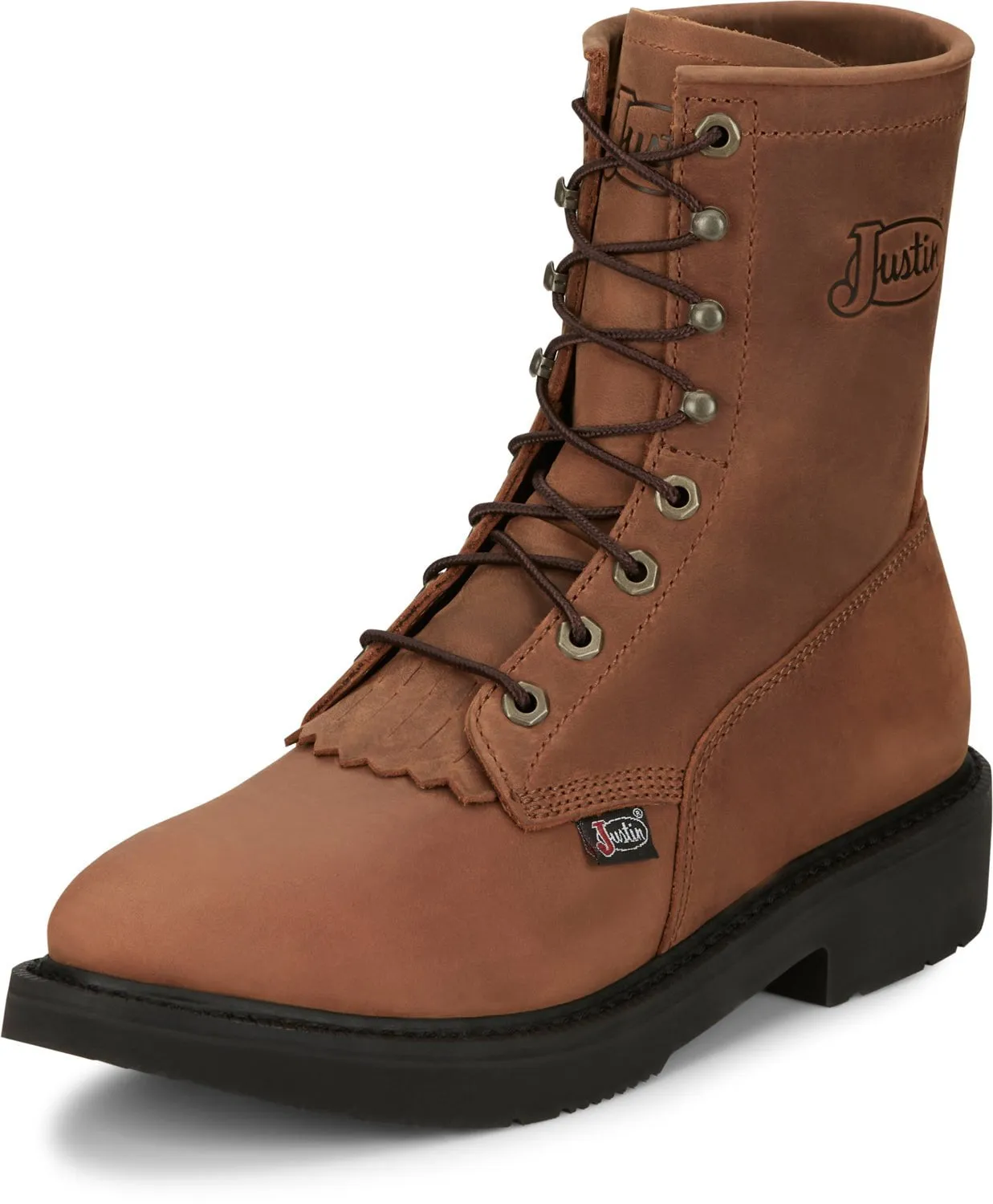 Justin Mens Livestock Aged Brown Leather Work Boots 10 D
