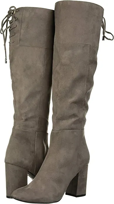 Kenneth Cole Women's Women's Corie Lace Up Knee High Boot, Concrete, 11