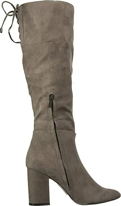 Kenneth Cole Women's Women's Corie Lace Up Knee High Boot, Concrete, 11