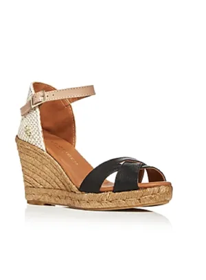 Kurt Geiger | Leona Wedge Espadrille Sandals | Black | Size 9