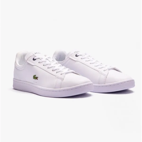 Lacoste CARNABY Mens Leather Casual Court Trainers White/Navy